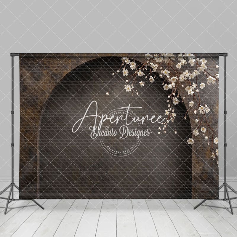 Aperturee - Aperturee Dark Retro Arch Floral Wedding Photography Backdrop