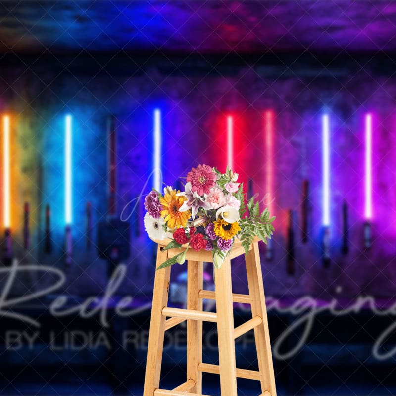 Aperturee - Aperturee Dark Room Colorful Lightsabers Science Fiction Backdrop
