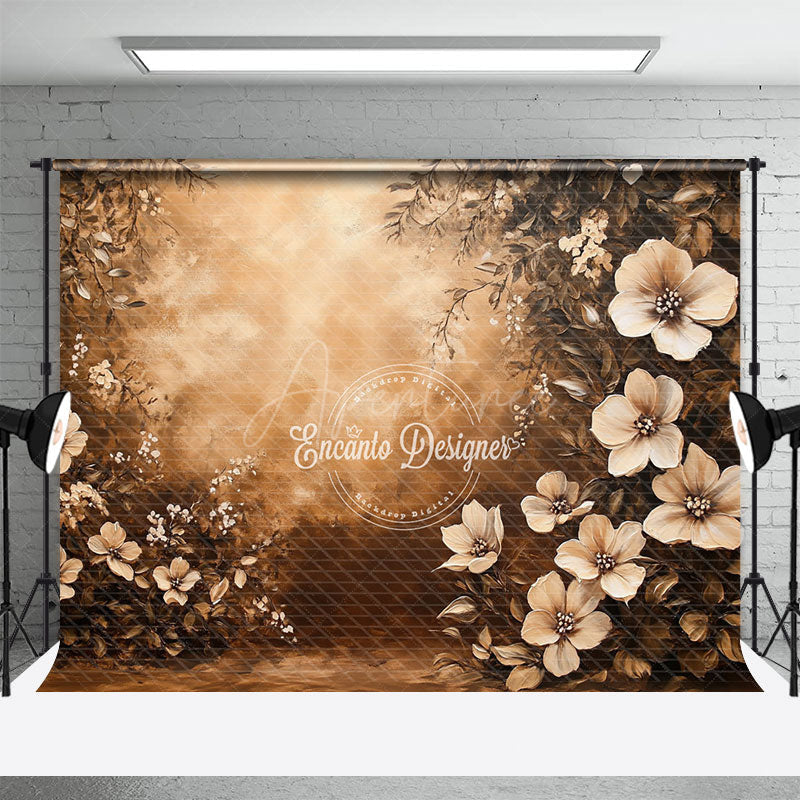 Aperturee - Aperturee Dark Tones Oil Painted Floral Photography Backdrop
