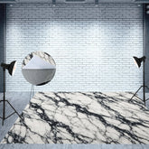 Aperturee - Aperturee Dark White Color Marble Photo Fabric Floor Backdrop