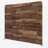 Aperturee - Aperturee Dark Wood Planks Double-Sided Tension Fabric Backdrop Rustic Faux Wooden Wall Farmhouse Photo Booth Background