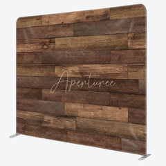 Aperturee - Aperturee Dark Wood Planks Double-Sided Tension Fabric Backdrop Rustic Faux Wooden Wall Farmhouse Photo Booth Background