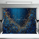 Aperturee - Aperturee Deep Blue and Gold Glitter Abstract Photography Backdrop Luxurious Shimmering Texture for Portraits