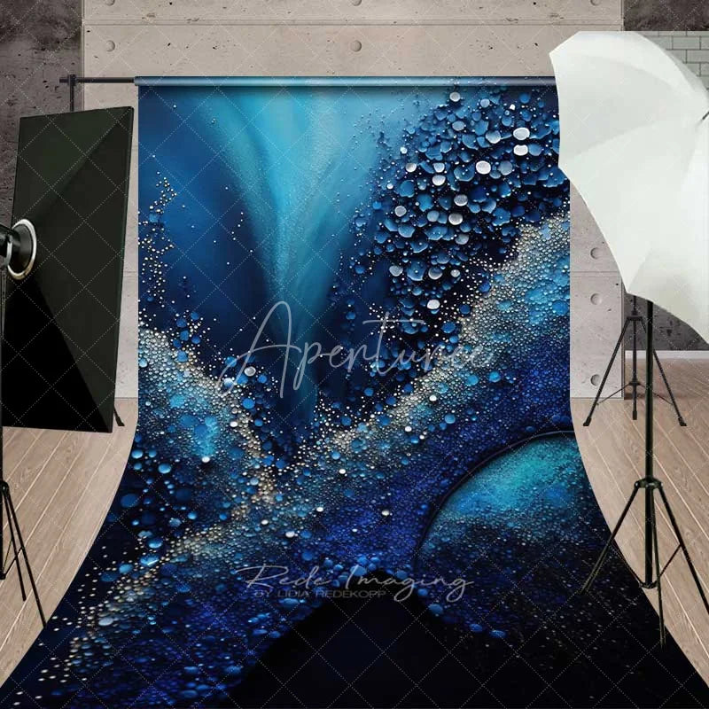 Aperturee - Aperturee Deep Blue Ocean Galaxy Abstract Backdrop Glowing Bubbles and Dots Photography Background