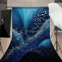 Aperturee - Aperturee Deep Blue Ocean Galaxy Abstract Backdrop Glowing Bubbles and Dots Photography Background