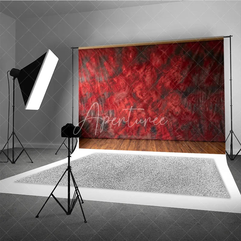 Aperturee - Aperturee Deep Red and Dark Grey Abstract Textured Photography Backdrop Artistic Studio Portrait Background for Fine Art