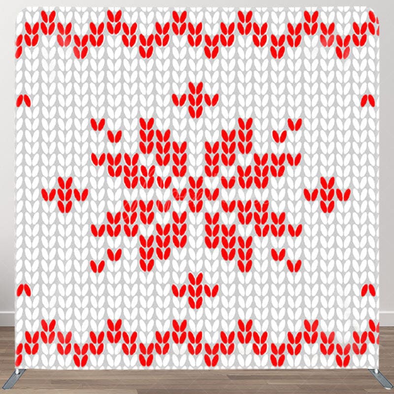 Aperturee - Aperturee Delicate Red Textile Flower Christmas Backdrop Cover