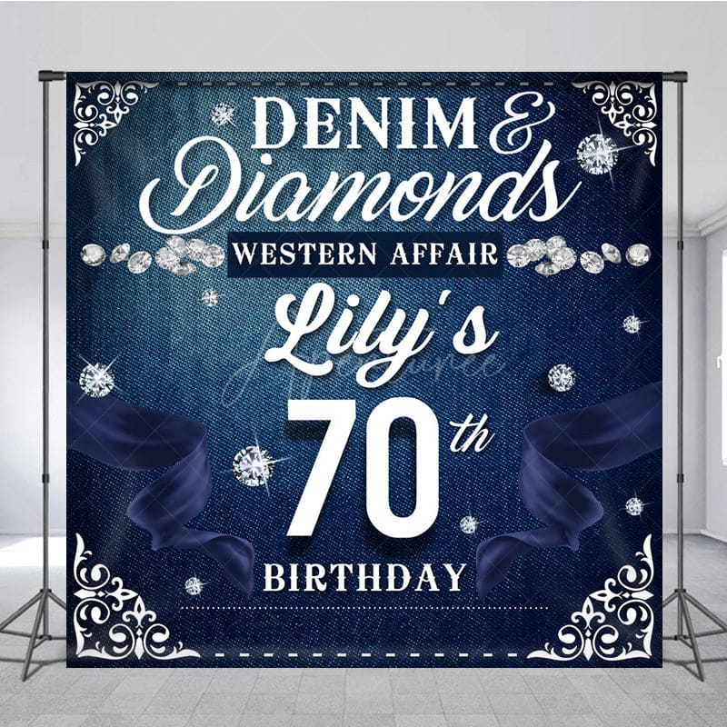 Aperturee - Aperturee Denim And Diamonds Western Custom Birthday Backdrop