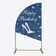 Aperturee - Aperturee Denim Diamond High Heel Happy Birthday Half Moon Arch Backdrop