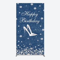 Aperturee - Aperturee Denim Diamond High Heel Happy Birthday Rectangle Backdrop