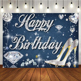 Aperturee - Aperturee Denim Diamonds High Heel Happy Birthday Backdrop