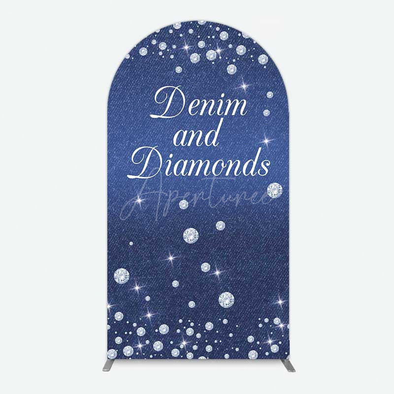 Aperturee Aperturee Denim Diamonds Navy Blue Birthday Arch Backdrop