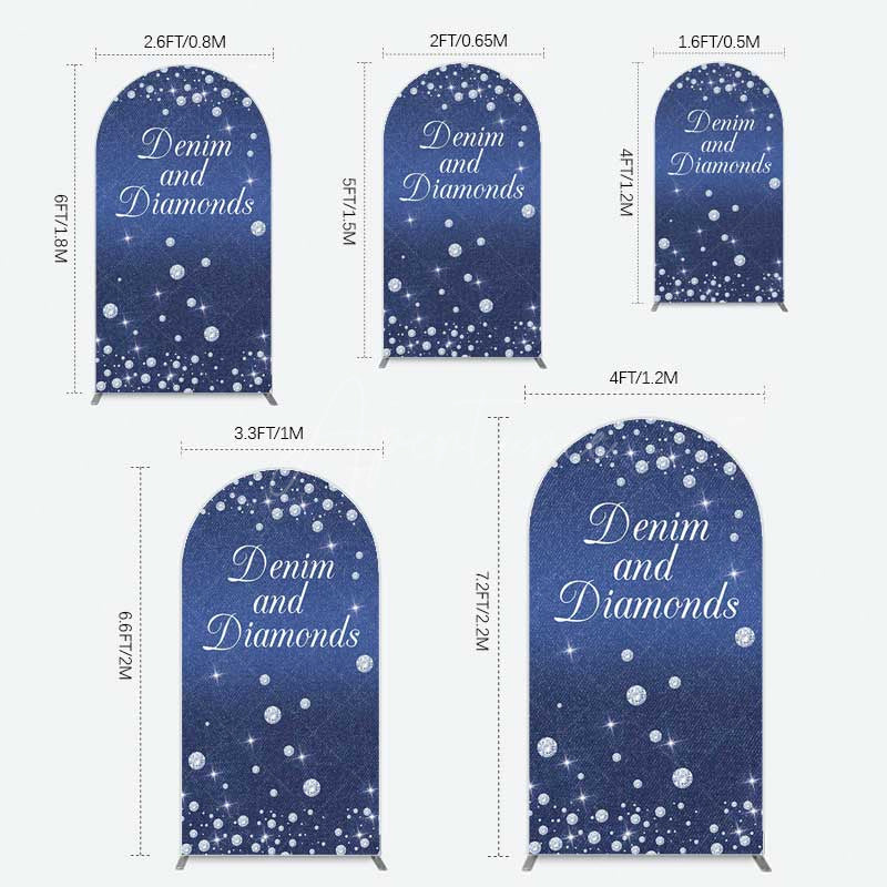 Aperturee Aperturee Denim Diamonds Navy Blue Birthday Arch Backdrop