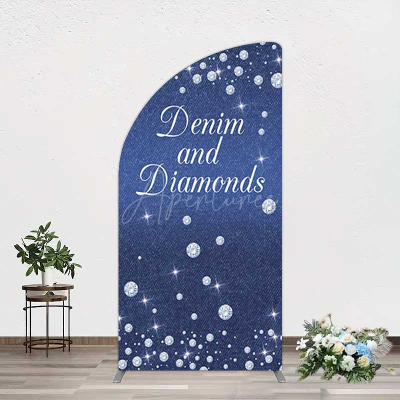 Aperturee Aperturee Denim Diamonds Navy Blue Birthday Half Moon Arch Backdrop