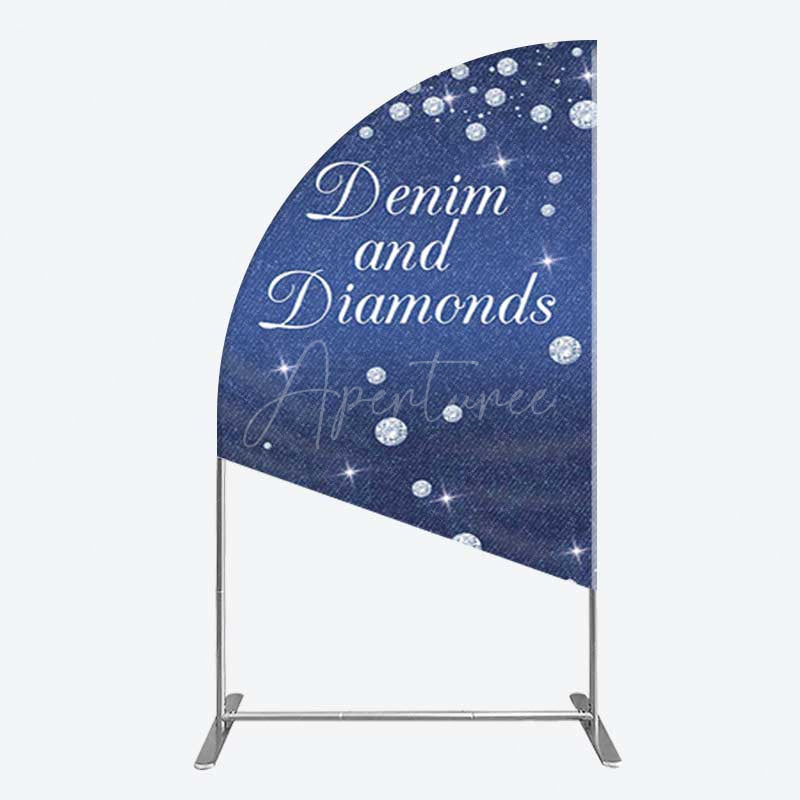 Aperturee Aperturee Denim Diamonds Navy Blue Birthday Half Moon Arch Backdrop