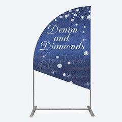 Aperturee Aperturee Denim Diamonds Navy Blue Birthday Half Moon Arch Backdrop