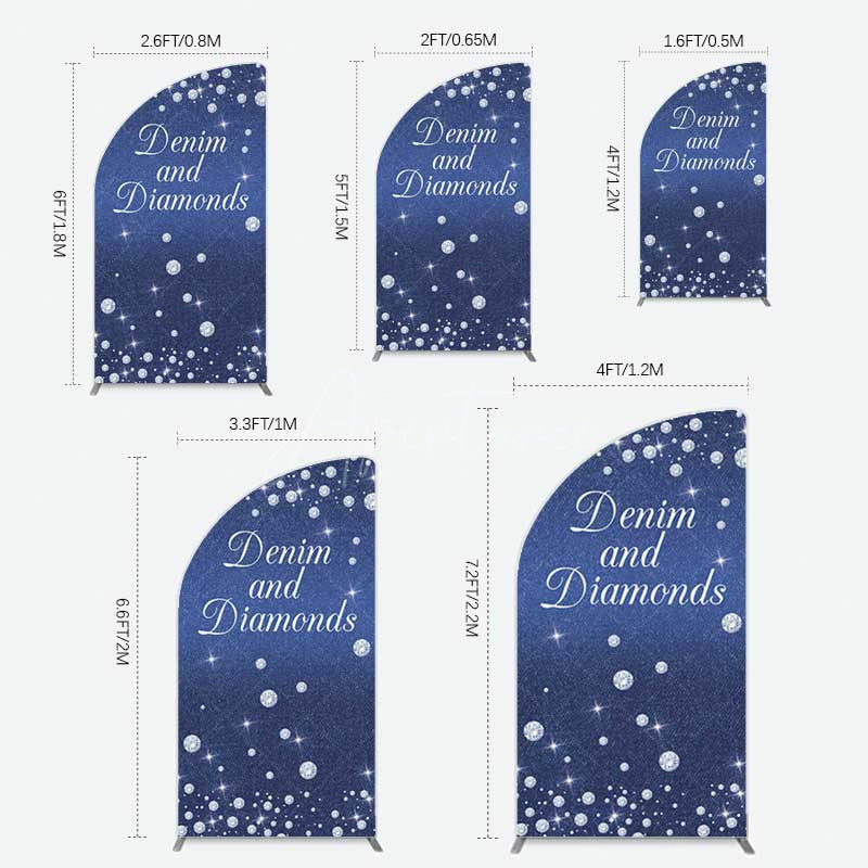 Aperturee Aperturee Denim Diamonds Navy Blue Birthday Half Moon Arch Backdrop