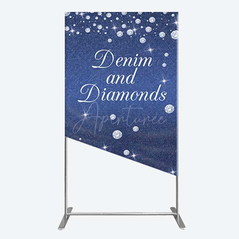 Aperturee Aperturee Denim Diamonds Navy Blue Birthday Rectangle Backdrop