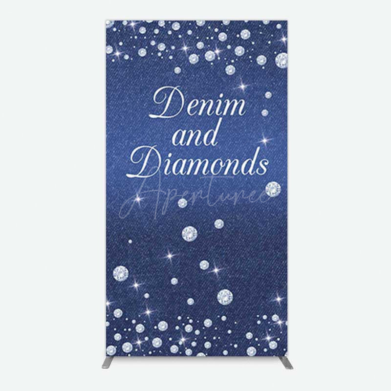 Aperturee Aperturee Denim Diamonds Navy Blue Birthday Rectangle Backdrop