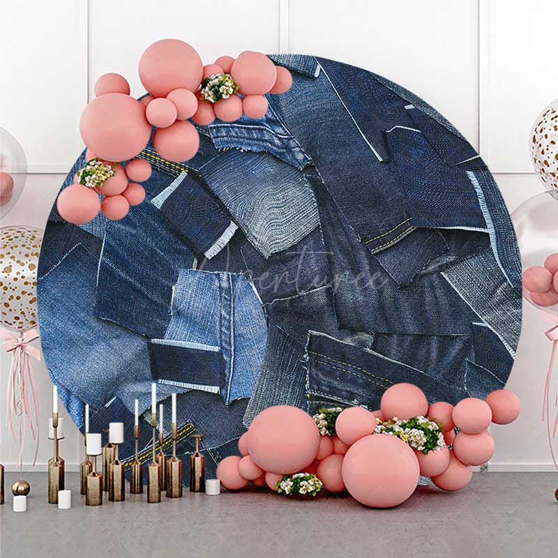 Aperturee Aperturee Denim Random Splicing Round Birthday Backdrop