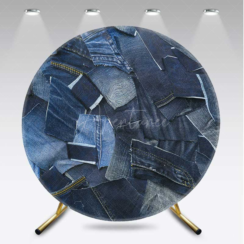 Aperturee Aperturee Denim Random Splicing Round Birthday Backdrop