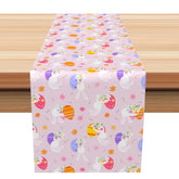 Aperturee - Aperturee Dense Colorful Eggs Bunny Floral Easter Table Runner