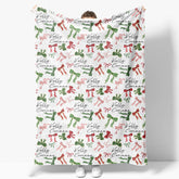 Aperturee - Aperturee Dense Green Red Pink Bow Tie Custom Name Blanket