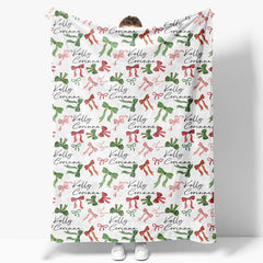 Aperturee - Aperturee Dense Green Red Pink Bow Tie Custom Name Blanket
