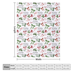 Aperturee - Aperturee Dense Green Red Pink Bow Tie Custom Name Blanket