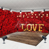 Aperturee - Aperturee Dense Red Rose Love Valentines Day Room Set Backdrop
