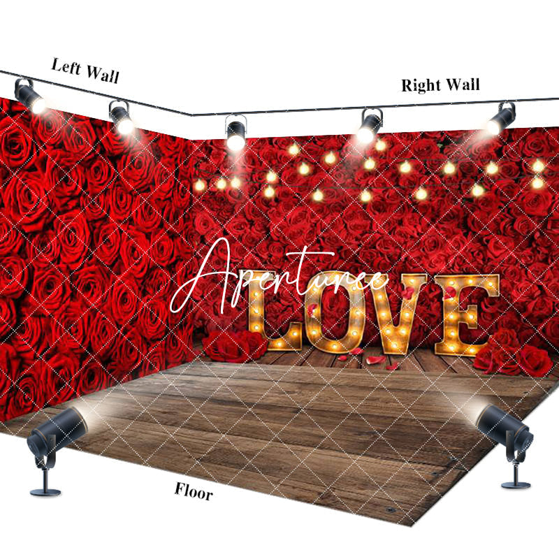 Aperturee - Aperturee Dense Red Rose Love Valentines Day Room Set Backdrop