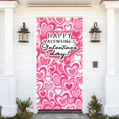 Aperturee - Aperturee Dense Romantic Pink Hearts Valentines Day Door Cover