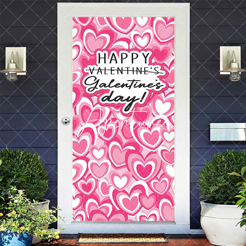 Aperturee - Aperturee Dense Romantic Pink Hearts Valentines Day Door Cover