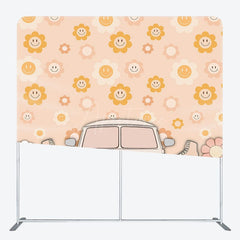 Aperturee - Aperturee Dense Sun Floral Groovy Car Tension Fabric Backdrop
