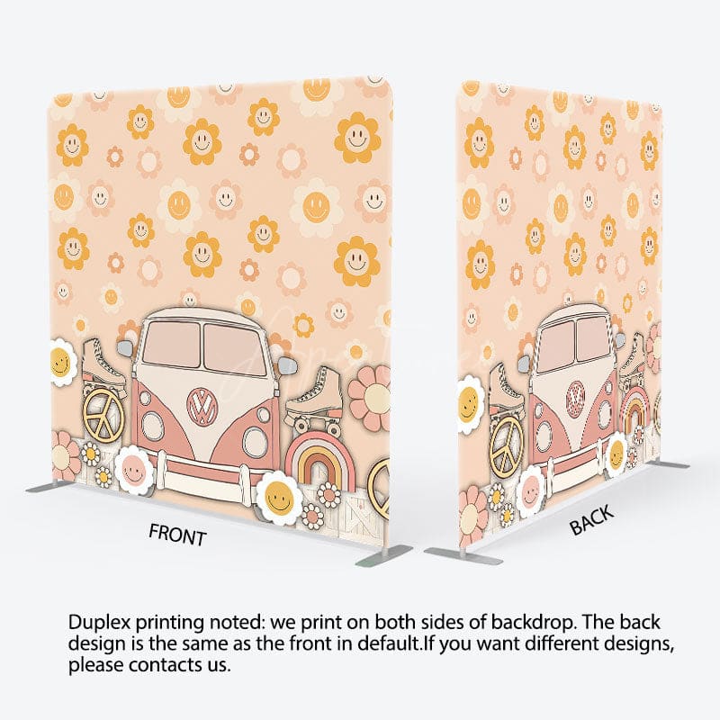 Aperturee - Aperturee Dense Sun Floral Groovy Car Tension Fabric Backdrop