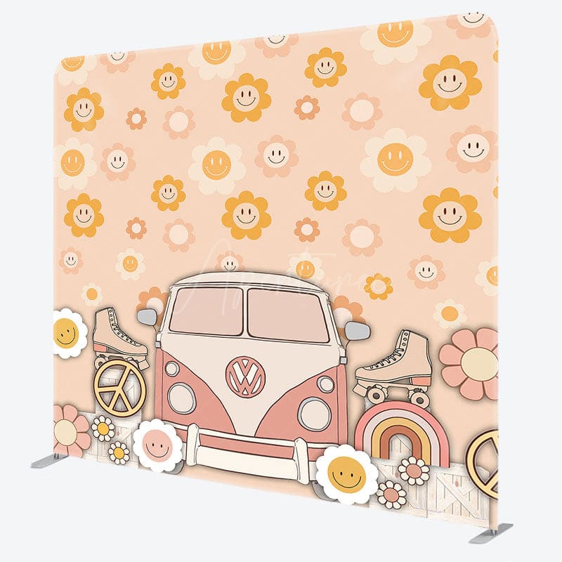 Aperturee - Aperturee Dense Sun Floral Groovy Car Tension Fabric Backdrop