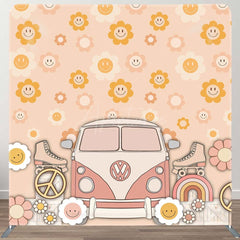 Aperturee - Aperturee Dense Sun Floral Groovy Car Tension Fabric Backdrop