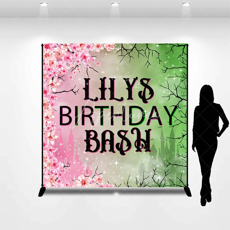Aperturee - Aperturee Descendants Inspired Birthday Bash Backdrop Good vs Evil Princess Theme Pink and Green Split Custom Party Decor
