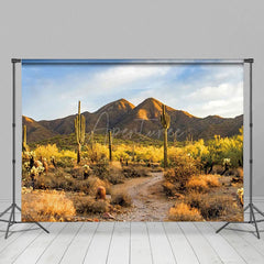 Aperturee - Aperturee Desert Gobi Cactus Mountain Sky Photography Backdrop