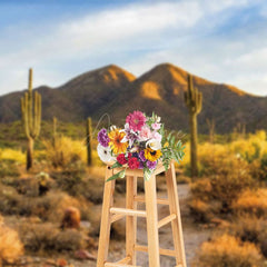 Aperturee - Aperturee Desert Gobi Cactus Mountain Sky Photography Backdrop