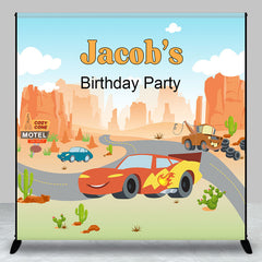 Aperturee - Aperturee Desert Road Car Custom Name Birthday Party Backdrop