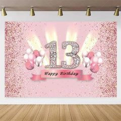 Aperturee Aperturee Diamond 13th Birthday Backdrop,Glitter Party Decor Sparkling Teen Celebration Background