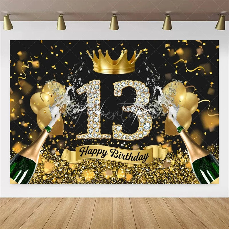 Aperturee Aperturee Diamond 13th Birthday Backdrop,Glitter Party Decor Sparkling Teen Celebration Background