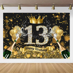 Aperturee Aperturee Diamond 13th Birthday Backdrop,Glitter Party Decor Sparkling Teen Celebration Background