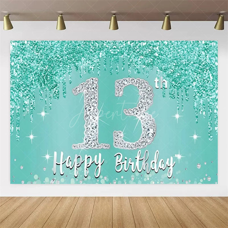 Aperturee Aperturee Diamond 13th Birthday Backdrop,Glitter Party Decor Sparkling Teen Celebration Background