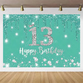 Aperturee Aperturee Diamond 13th Birthday Backdrop,Glitter Party Decor Sparkling Teen Celebration Background