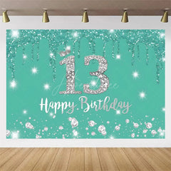 Aperturee Aperturee Diamond 13th Birthday Backdrop,Glitter Party Decor Sparkling Teen Celebration Background