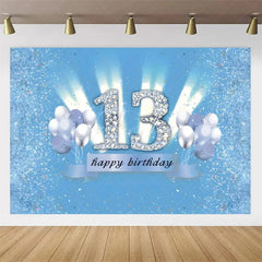 Aperturee Aperturee Diamond 13th Birthday Backdrop,Glitter Party Decor Sparkling Teen Celebration Background