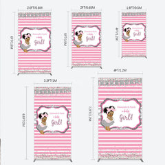 Aperturee - Aperturee Diamonds and Pearls Baby Girl Shower Rectangle Backdrop Pink and Silver Glitter African American Princess Theme Decor