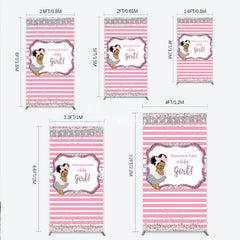 Aperturee - Aperturee Diamonds and Pearls Baby Girl Shower Rectangle Backdrop Pink and Silver Glitter African American Princess Theme Decor